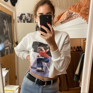 cropped bershka farrah fawcett pullover